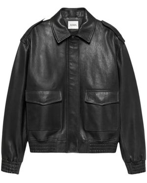 Arma Long-Sleeve Leather Jacket - Black