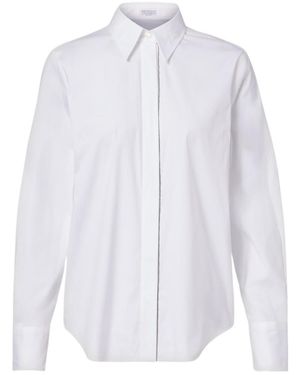 Brunello Cucinelli Monili Cotton-Blend Poplin Shirt - White