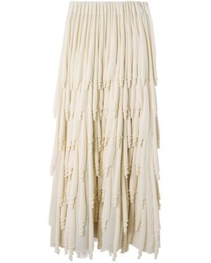 Alaïa Layered Pleated Midi Skirt - Natural