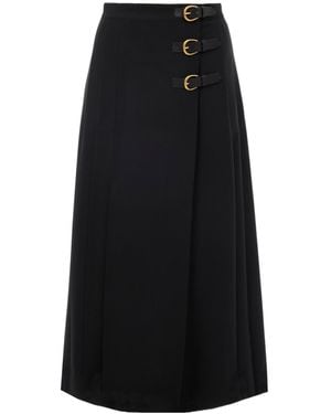 Chloé Pleated Midi Skirt - Black
