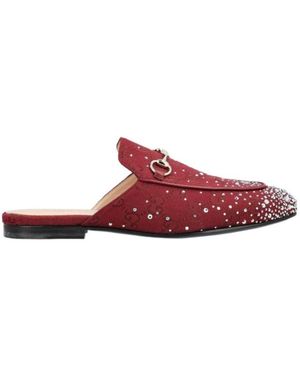 Gucci Princetown Embellished Slippers - Red