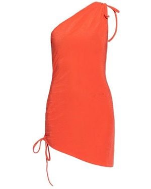 Balmain One-Shoulder Side-Tie Mini Beach Dress - Red