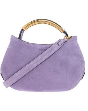 Moschino Handle-Me Curved Suede Tote Bag - Purple