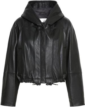 Sportmax Leather Bomber Jacket - Black