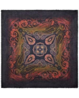 Etro Wool, Cashmere And Silk Shawl With Degradé Motif - Purple