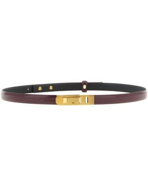 Alberta Ferretti Ribbed Buckle Thin Belt - White