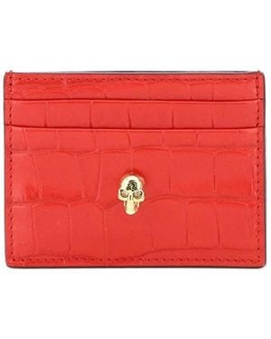 McQueen Skull Embossed Cardholder - Red