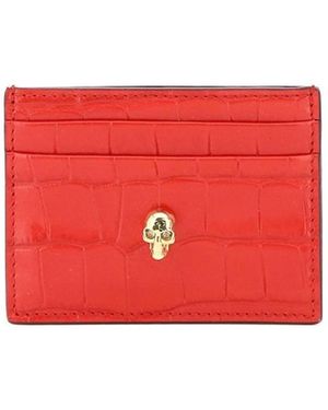 McQueen Skull Embossed Cardholder - Red
