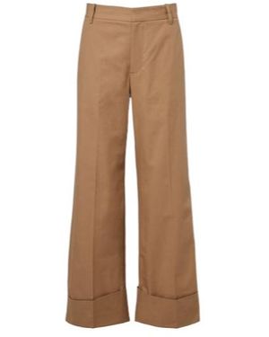 FRAME Cuffed Slim Palazzo Wide-Leg Trousers - Natural