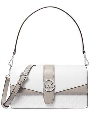 Michael Kors Greenwich Medium Signature Logo Convertible Shoulder Bag - White