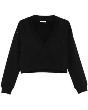 Patrizia Pepe V-Neck Embellished Sweatshirt - Black