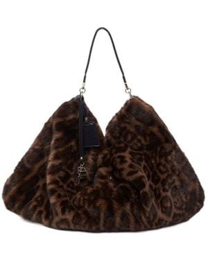 Liu Jo Animal-Pattern Faux Fur Shoulder Bag - Brown