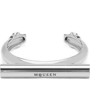 McQueen Cross-Bar Logo Engraved Bracelet - White