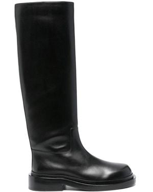 Jil Sander Round Toe Knee-High Boots - Black