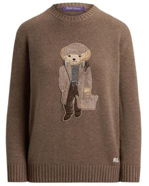 Ralph Lauren Polo Bear Intarsia-Knit Sweater - Brown
