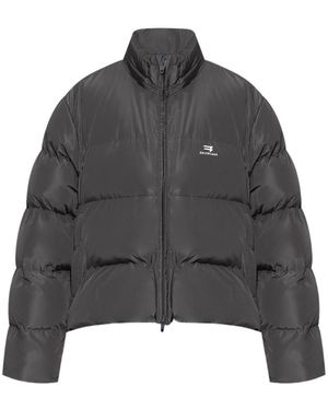 Balenciaga Logo Printed Padded Jacket - Grey