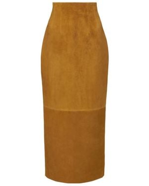 KHAITE Loxley Suede Maxi Skirt - Brown