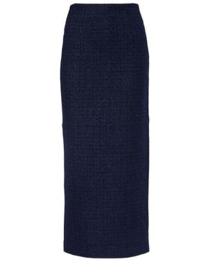 Roland Mouret Bouclé Midi Skirt - Blue