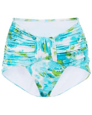 Chloé Mid-Waist Draped Bikini Bottoms - Blue