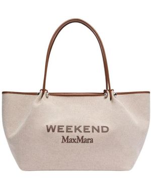 Weekend by Maxmara Getto Logo Printed Tote Bag - Natural