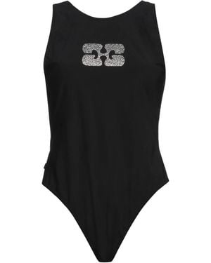 Ganni Solid-Color Stretch Bikini - Black