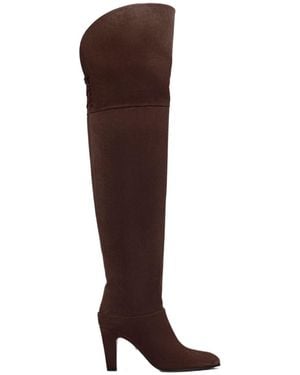 Chloé 85Mm Eve Suede Over-The-Knee Boots - Brown