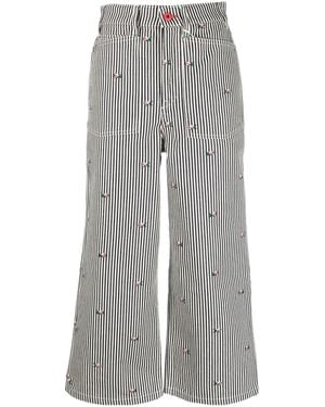 KENZO Striped Wide-Leg Jeans - Gray