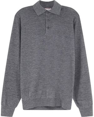 Brunello Cucinelli Long-Sleeve Polo Shirt - Grey