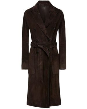 Tom Ford Double Breast Suede Coat - Black