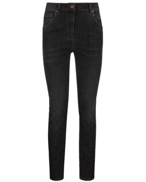 Brunello Cucinelli High-Waist Embellished Jeans - Black