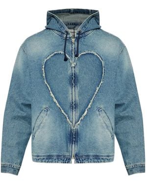 Carne Bollente Heart Hooded Denim Jacket - Blue