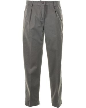Aspesi Pleat Detailed Cropped Pants - Gray