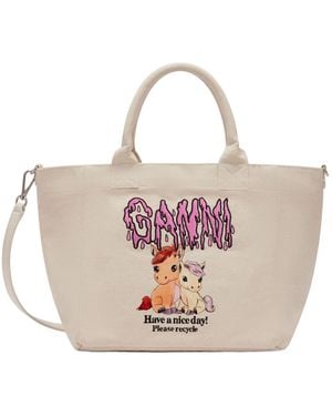Ganni Pony Small Canvas Tote Bag - Pink