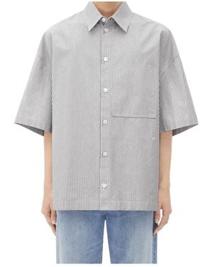 Bottega Veneta Bv Embroidered Striped Overshirt - Grey