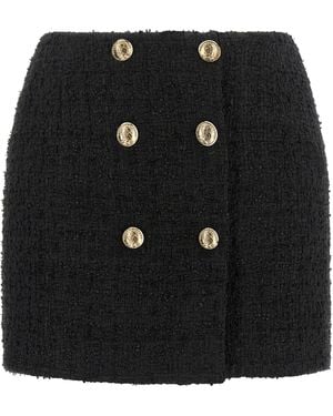 Balmain Button Detailed Mini Skirt - Black