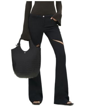 Courreges Leg Trim Zipper Casual Trousers - Black