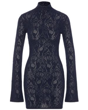 Dondup Sheer Turtleneck Knitted Dress - Blue