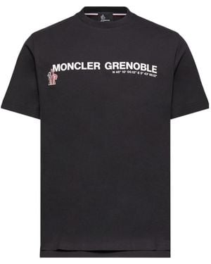 Moncler Grenoble Logo Embroidered Crewneck T-Shirt - Black