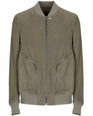 Rick Owens Leather Bomber Jacket - Green