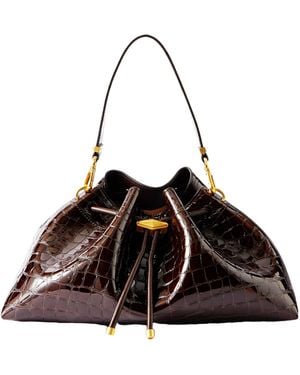 Jimmy Choo Cinch Medium Croc-Effect Leather Shoulder Bag - Black