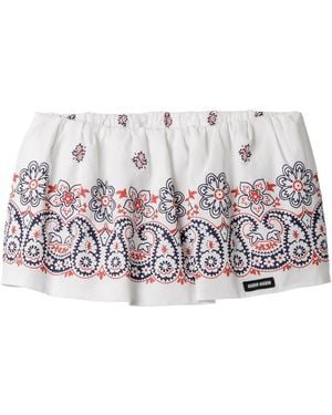 Miu Miu Slubbed Poplin Skirt With Print - Multicolour
