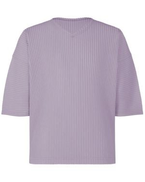 Homme Plissé Issey Miyake Pleated V-Neck T-Shirt - Purple