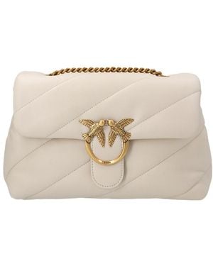 Pinko Love Classic Puff Maxi Quilted Shoulder Bag - Natural