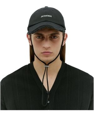 Jacquemus Logo Distressed-Trim Cap - Black