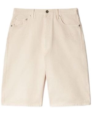Off-White c/o Virgil Abloh Logo Embroidered Button Detailed Shorts - Natural