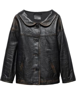 Prada Antiqued Nappa Leather Jacket - Black