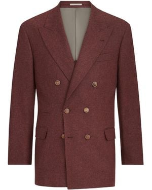 Brunello Cucinelli Virgin Wool And Cashmere Flannel Cavallo Tailor Blazer - Red