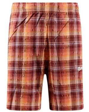 Barrow Checked Logo Shorts - Red