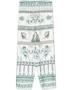 Fabiana Filippi All-Over Printed Satin Twill Trousers - Blue