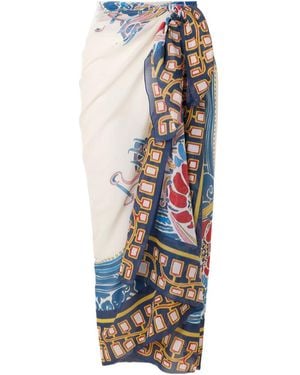 La DoubleJ Floral-Print Pareo - Blue